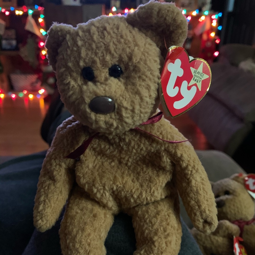 Rare beanie baby “ CURLY” white star, pvc pellets